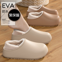 防水棉拖鞋女款冬季2025新款家居情侶外穿防滑毛絨保暖加絨棉拖男