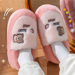 踩屎感棉拖鞋女款2025新款冬季包跟室內家居厚底保暖毛絨卡通棉鞋