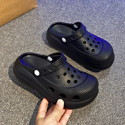 厚底增高洞洞鞋女款夏季外穿新款eva包頭拖鞋防滑沙灘踩屎感涼鞋