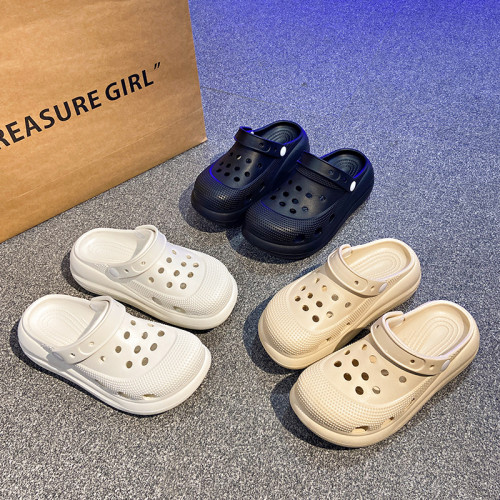 厚底增高洞洞鞋女款夏季外穿新款eva包頭拖鞋防滑沙灘踩屎感涼鞋 厚底增高洞洞鞋女款夏季外穿新款eva包頭拖鞋防滑沙灘踩屎感涼鞋