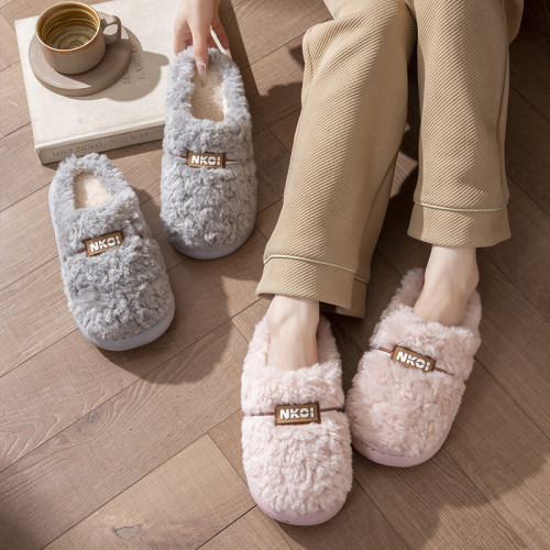 冬季毛絨保暖棉拖鞋女2025新款室內家居防滑厚底加絨情侶棉拖男士