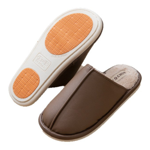 PU皮面防水大碼棉拖鞋男款秋冬季室內家居防滑保暖靜音地板棉拖女 PU皮面防水大碼棉拖鞋男款秋冬季室內家居防滑保暖靜音地板棉拖女