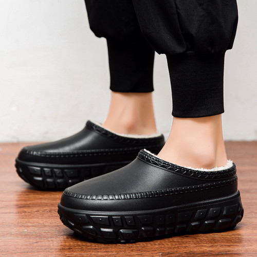 男士棉拖冬季包跟新款室內家居外穿防滑防水棉鞋加絨保暖增高拖鞋