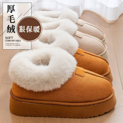 棉拖鞋女士2025新款冬季包跟室內家居厚底保暖加絨毛毛月子鞋外穿