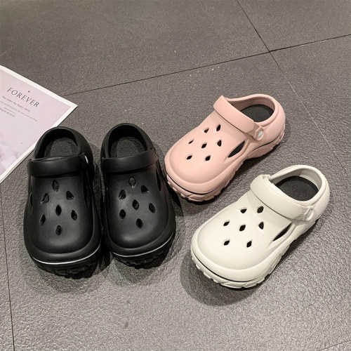 厚底增高踩屎感覺洞洞鞋女夏季室內居家防臭防滑休閒柔軟沙灘拖鞋 厚底增高踩屎感覺洞洞鞋女夏季室內居家防臭防滑休閒柔軟沙灘拖鞋