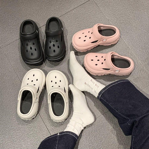 厚底增高踩屎感覺洞洞鞋女夏季室內居家防臭防滑休閒柔軟沙灘拖鞋 厚底增高踩屎感覺洞洞鞋女夏季室內居家防臭防滑休閒柔軟沙灘拖鞋