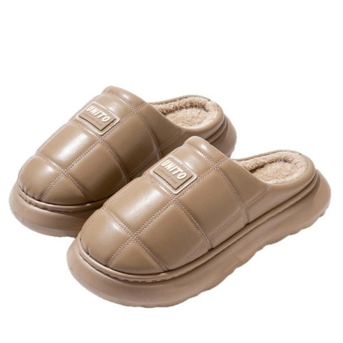 pu防水棉拖鞋女冬季2025新款室內家居防滑靜音加絨厚底皮面棉拖男 pu防水棉拖鞋女冬季2025新款室內家居防滑靜音加絨厚底皮面棉拖男