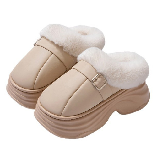 8.0cm厚底增高防水棉拖鞋女款冬季2025新款外穿保暖加絨室內防滑