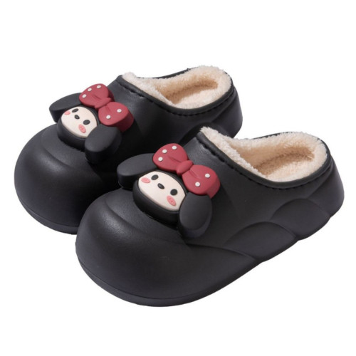 防水棉拖鞋女士2025新款秋冬季可愛室內家居毛絨保暖厚底包跟棉鞋