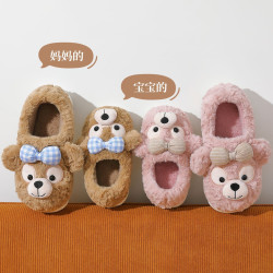 親子棉拖鞋女冬季家用包跟可愛卡通加絨厚底居家保暖防滑棉拖鞋男