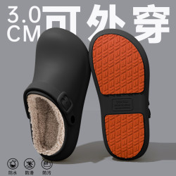 男士棉拖鞋男款秋冬季防水外穿2025新款厚底保暖加絨加厚拖鞋男式