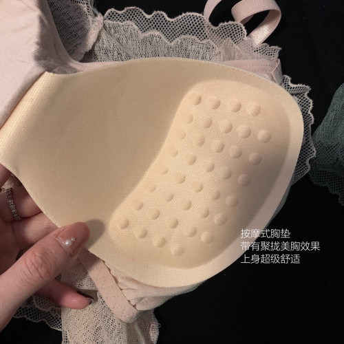 法式小仙女蕾絲美背抹胸柔軟舒適帶按摩粒胸墊無鋼圈背心吊帶內衣