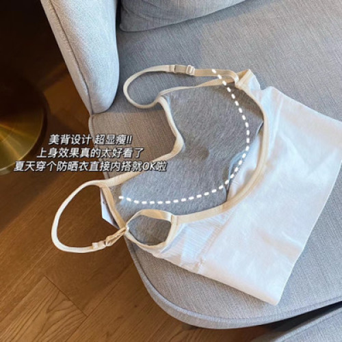 卡卡同款復古拼色背心U型美背運動吊帶內衣小衆簡約大U露背裹胸女