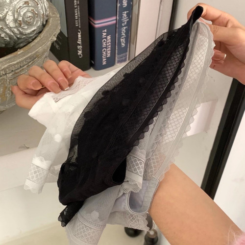 日系少女媮心蘿莉仙女蕾絲邊內褲低腰網紗性感透氣純棉襠三角褲女