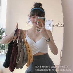 夏季網紅小心機裹胸交叉小吊帶背心女外穿百搭修身短款內搭美背女