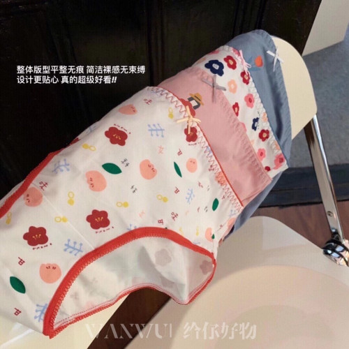 夏季日系少女卡通可愛中腰無痕內褲女純棉抗菌透氣全棉女士三角褲