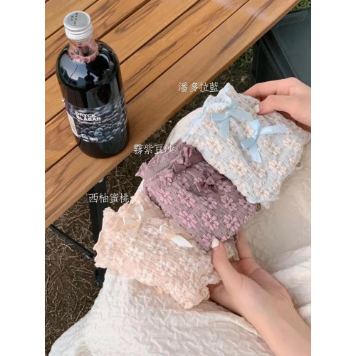 日系少女英國梨花內褲美式泡芙純棉透氣抑菌無痕中腰女士三角內褲