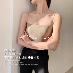 1803純色吊帶背心女一體式胸墊外穿上衣美背無鋼圈打底抹胸內衣女