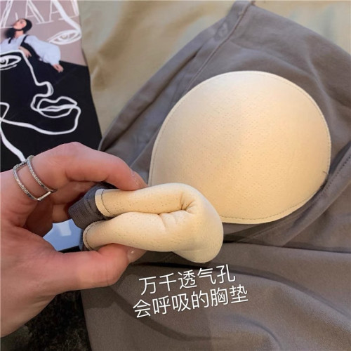 1803純色吊帶背心女一體式胸墊外穿上衣美背無鋼圈打底抹胸內衣女