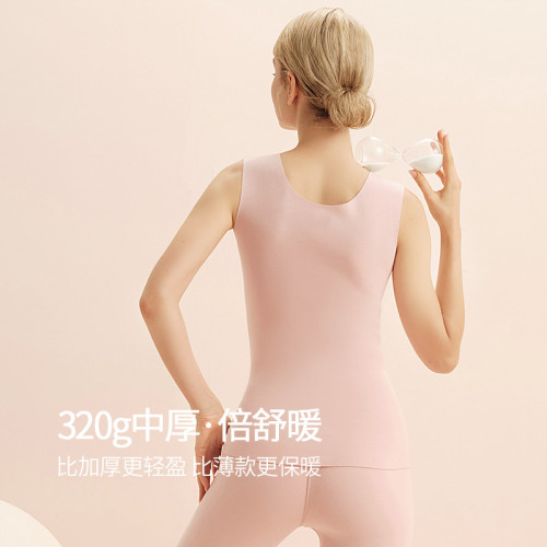 德絨保暖背心女士秋季玻尿酸打底衫冬款磨毛蓄熱無袖t恤內衣