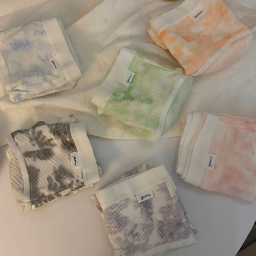 秋冬韓系小清新藝術風紥染色透氣運動棉襠包臀少女中腰內褲學院風
