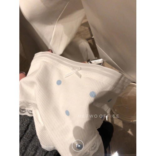 METWO波點內褲女日系純棉甜美中腰抗菌竹炭襠少女透氣包臀褲