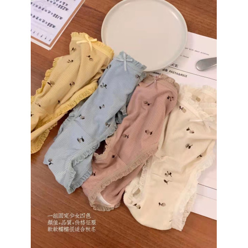 莫奈莊園內褲組合日系純棉無痕可愛少女學生小清新中腰女士三角褲