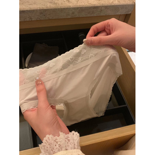 蠶絲愛心面膜褲 冰絲無痕透氣超薄女士中腰三角褲女純棉底擋短褲