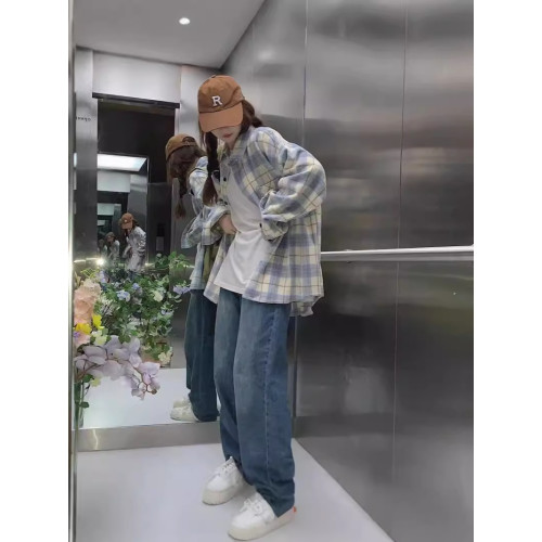 夏季日系格子襯衫女薄防曬衫外搭開衫通勤罩衫法式大碼外套上
