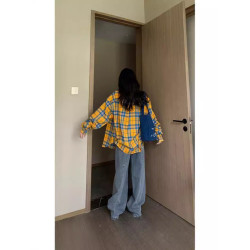 日系女裝夏爆款格子襯衫薄開衫防曬衫罩衫大碼上衣法式外