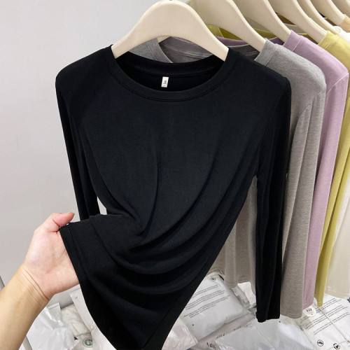 歐貨面膜T恤女軟糯打底衫薄款簡約百搭長袖上衣秋季基礎款T恤內搭 歐貨面膜T恤女軟糯打底衫薄款簡約百搭長袖上衣秋季基礎款T恤內搭