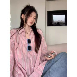上衣女夏條紋襯衫薄款防曬罩衫女裝通勤法式小衫設長袖