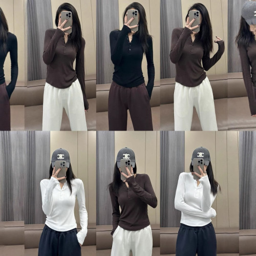 lulu fend 長袖亨利衫修身顯瘦套頭螺紋針織打底衫運動內搭女T恤 lulu fend 長袖亨利衫修身顯瘦套頭螺紋針織打底衫運動內搭女T恤