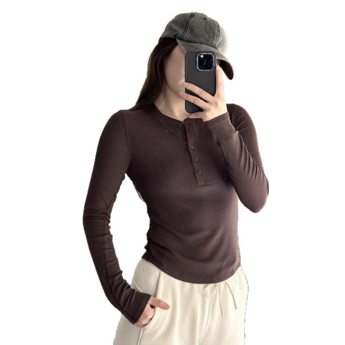 lulu fend 長袖亨利衫修身顯瘦套頭螺紋針織打底衫運動內搭女T恤 lulu fend 長袖亨利衫修身顯瘦套頭螺紋針織打底衫運動內搭女T恤