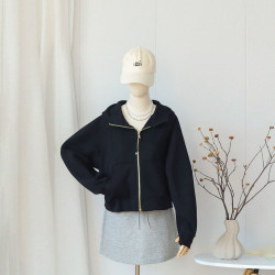 寬松金拉鍊scuba衛衣顯瘦上衣lulu fend運動休閒連帽薄款瑜珈外套