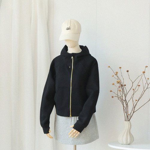 寬松金拉鍊scuba衛衣顯瘦上衣lulu fend運動休閒連帽薄款瑜珈外套