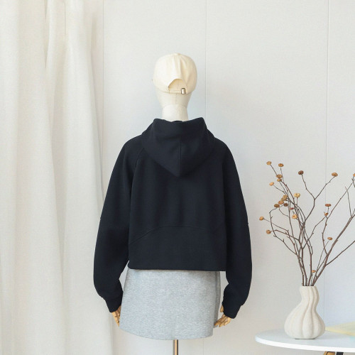 寬松金拉鍊scuba衛衣顯瘦上衣lulu fend運動休閒連帽薄款瑜珈外套