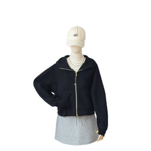 寬松金拉鍊scuba衛衣顯瘦上衣lulu fend運動休閒連帽薄款瑜珈外套