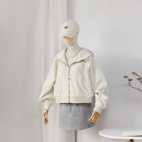 lulufend瑜珈服運動金拉鍊衛衣女秋冬短款連帽衫休閒薄款寬松外套