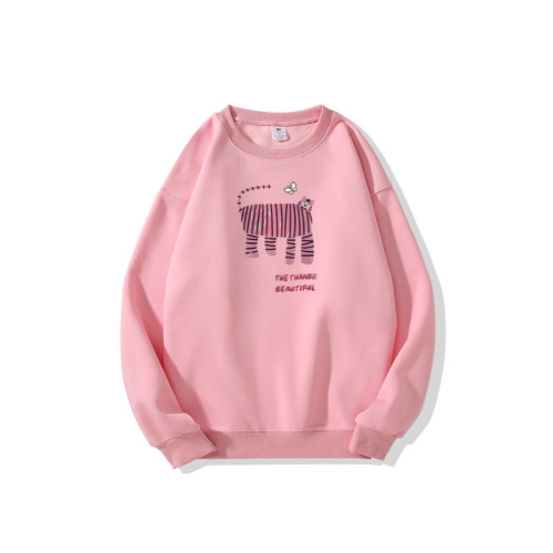 圓領衛衣女2025款寬松慵懶美式印花內搭外穿秋冬套頭上衣