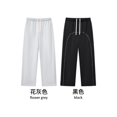 RS男裝|350G哈蘇線男士衛褲抓絨撞色美式休閒松緊濶腿衛褲男