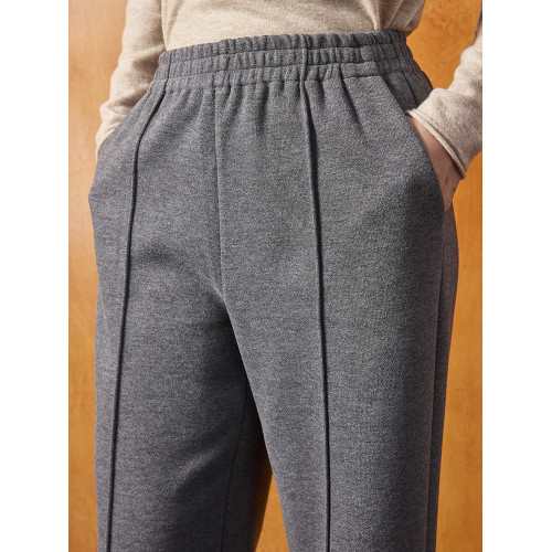 【盛都】25秋冬肌理感【羊毛醋酸】灰色休閒褲加厚直筒濶腿褲