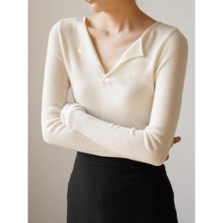 輕熟風V領純欲針織衫秋冬修身高級感內搭長袖上衣毛衣打底衫女