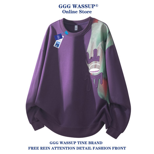 GGG Wassup潮牌圓領衛衣男秋冬季美式高街痞帥打底衫休閒長袖上衣 GGG Wassup潮牌圓領衛衣男秋冬季美式高街痞帥打底衫休閒長袖上衣