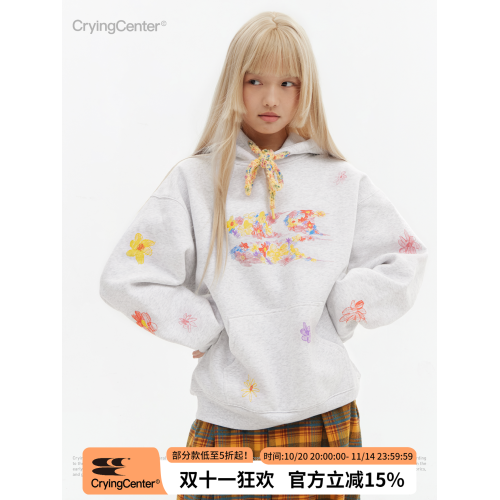 CryingCenter 手繪花園3c抽繩加絨連帽衛衣 哭喊中心 CryingCenter 手繪花園3c抽繩加絨連帽衛衣 哭喊中心
