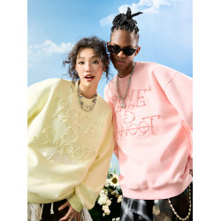 Nuthink多巴胺珍珠圓領衛衣字母重磅潮牌寬松情侶男女2025秋新款