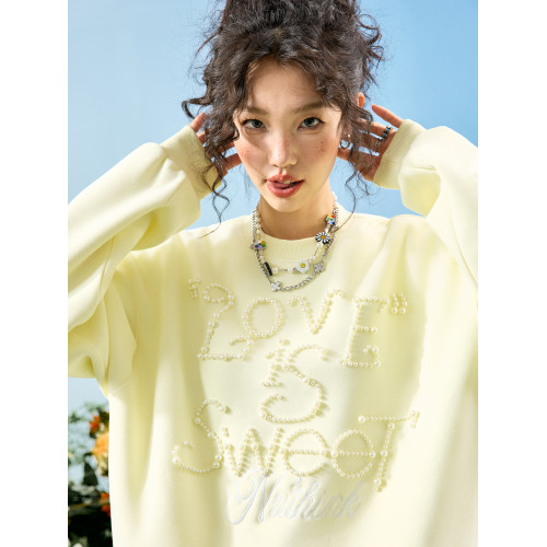Nuthink多巴胺珍珠圓領衛衣字母重磅潮牌寬松情侶男女2025秋新款 Nuthink多巴胺珍珠圓領衛衣字母重磅潮牌寬松情侶男女2025秋新款