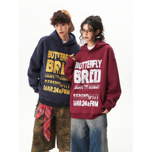 美式復古斑駁字母連帽衛衣男女秋季oversize重磅寬松情侶休閒外套 美式復古斑駁字母連帽衛衣男女秋季oversize重磅寬松情侶休閒外套