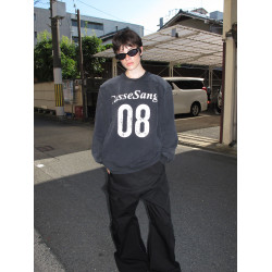 CasseSango 08字母印花美式復古水洗做舊橄欖球服運動寬肩衛衣