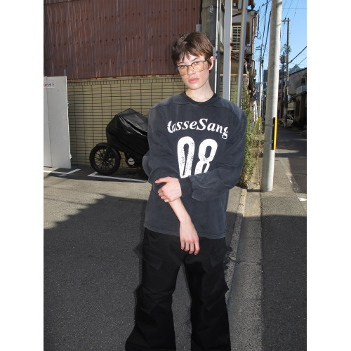 CasseSango 08字母印花美式復古水洗做舊橄欖球服運動寬肩衛衣 CasseSango 08字母印花美式復古水洗做舊橄欖球服運動寬肩衛衣